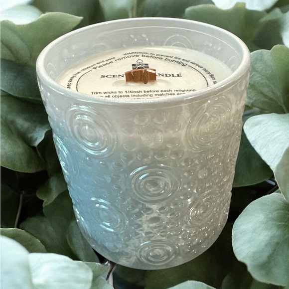 Eucalyptus Spearmint Textured Glass Scented Candle - White - Picture 1 of 1